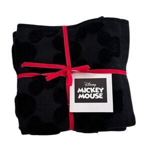 🦋Disney Mickey Mouse Black 100% Cotton 4 PACK WASHCLOTHS 13in X 13in